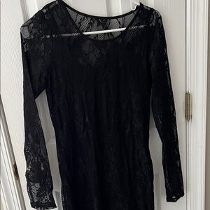 Express Black Lace Long Sleeve Dress